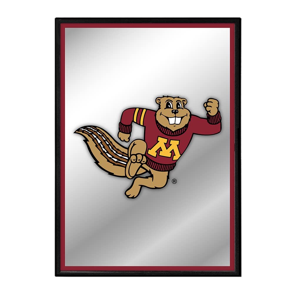 The Fan-Brand NCAA Minnesota Golden Gophers: Mascot - Maroon Edge - Vertical Framed Mirrored Wall Sign - Sports Team Bar Sign Dcor - Home, Dorm, Garage, Office, Fan Cave