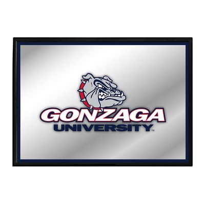 The Fan-Brand NCAA Gonzaga Bulldogs: Blue Edge - Horizontal Framed Mirrored Wall Sign - Sports Team Bar Sign Dcor - Home, Dorm, Garage, Office, Fan Cave