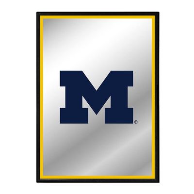 The Fan-Brand NCAA Michigan Wolverines: Block M - Maize Edge - Vertical Framed Mirrored Wall Sign - Sports Team Bar Sign Dcor - Home, Dorm, Garage, Office, Fan Cave
