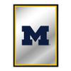 The Fan-Brand NCAA Michigan Wolverines: Block M - Maize Edge - Vertical Framed Mirrored Wall Sign - Sports Team Bar Sign Dcor - Home, Dorm, Garage, Office, Fan Cave view 1