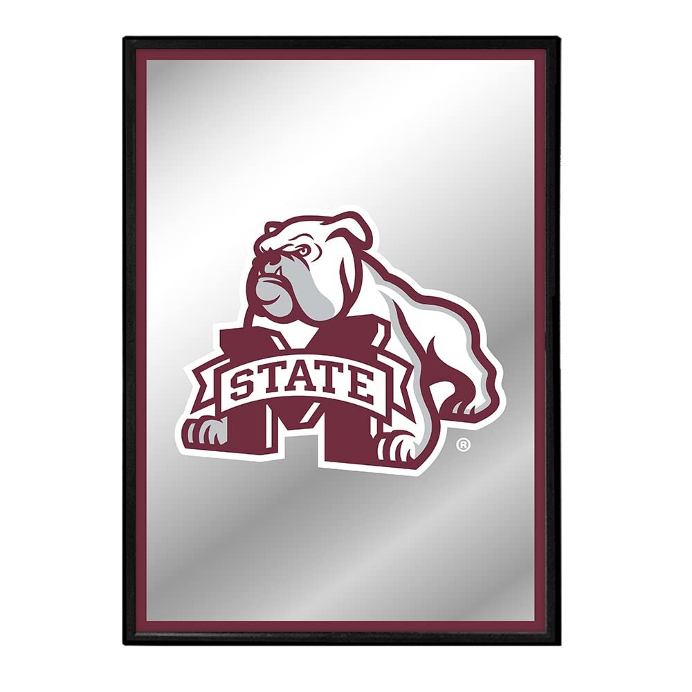 The Fan-Brand NCAA Mississippi State Bulldogs: Mascot - Vertical Framed Mirrored Wall Sign - Sports Team Bar Sign Dcor - Home, Dorm, Garage, Office, Fan Cave