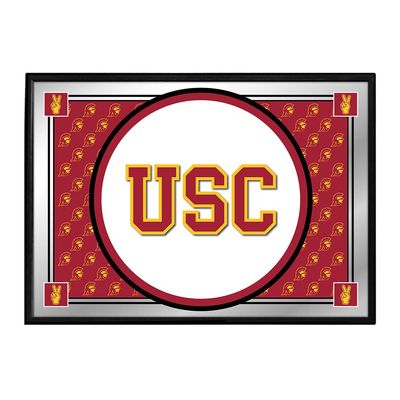 The Fan-Brand NCAA USC Trojans: Team Spirit - Cardinal - Horizontal Framed Mirrored Wall Sign - Sports Team Bar Sign Dcor - Home, Dorm, Garage, Office, Fan Cave