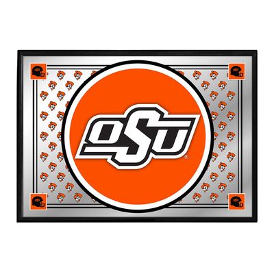 The Fan-Brand NCAA Oklahoma State Cowboys: Team Spirit - Horizontal Framed Mirrored Wall Sign - Sports Team Bar Sign Dcor - Home, Dorm, Garage, Office, Fan Cave