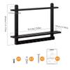 LAVIEVERT Wooden Medal Hanger & Trophy Shelf, Wall-Mounted Race Medal Display with 2 Tier Storage Shelf, Medal Holder Trophy Rack with 19 Hanging Bars - Black view 4