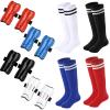HyDren 4 Pairs Soccer Shin Guards for Youth Kids Toddler with 4 Pairs Striped Soccer Socks for 3-6 Years Old Boys Girl(White Black Red Blue) view 1