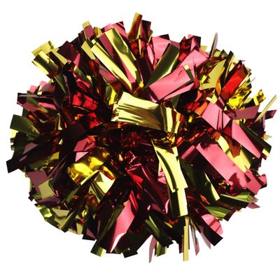 GUIFIER 1 Pair Metallic Cheerleader Pom Poms 6 Inch Cheerleading Poms with Baton Handle, Sparkly Cheerleading Pom Pom, Cheer Pom Poms Pompoms for Cheerleading Girls Kids (Maroon and Gold)