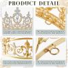 MTLEE 2 Pcs King and Queen Crowns for Men Women Metal Crystal Royal Tiara Crown for Homecoming Princess Bridegroom Bride Wedding Halloween(Gold, Vintage Style) view 3