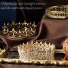 MTLEE 2 Pcs King and Queen Crowns for Men Women Metal Crystal Royal Tiara Crown for Homecoming Princess Bridegroom Bride Wedding Halloween(Gold, Vintage Style) view 4