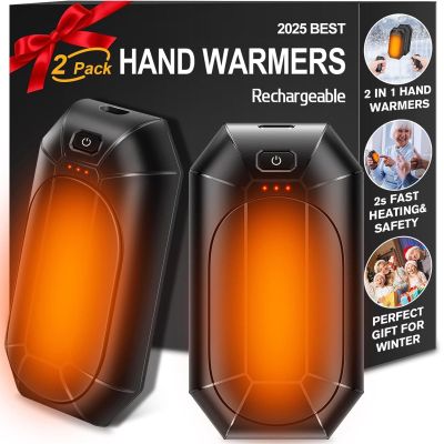 2-Pack Hand Warmers Rechargeable,Portable Electric Hand Warmers Reusable,USB 2 in 1 Handwarmers,Outdoor/Indoor/Working/Studying/Camping/Hunting/Golf/Pain Relief/Games/Warm Gifts for Men Women Kids