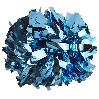 GUIFIER 2 Pieces 6 Inches Metallic Cheerleading Pom Poms with Baton Handle, Cheerleader Pom Poms, Metallic Pom Pom Cheer for Cheerleading Gifts, Sports Team Spirit Cheering (Light Blue)