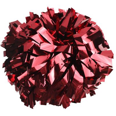 GUIFIER 2 Pieces 6 Inches Metallic Cheerleading Pom Poms with Baton Handle, Cheerleader Pom Poms, Metallic Pom Pom Cheer for Cheerleading Gifts, Sports Team Spirit Cheering (Maroon)