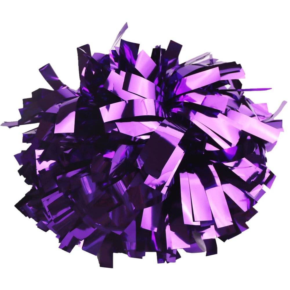 GUIFIER 6 inch 1 Pair Metallic Cheerleading Pom Pom with Baton Handle, Cheerleader Pom Poms, Cheerleading Metallic Pom Poms, Cheer Sparkle Pom Poms Gifts Pompoms for Cheering Squad (Purple)