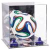 Better Display Cases Acrylic Mini - Miniature (not Full Size) Soccer Ball Display Case with Clear & Mirror Case, Dark Blue Risers and Mirror Base (B03/A015) view 1