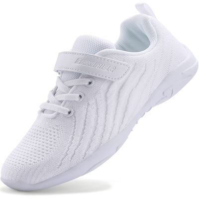 BAXINIER Girls White Cheerleading Shoes Breathable Youth Cheer Competition Sneakers Athletic Training Dance Tennis Walking Shoes - White 13 Little Kid