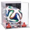 Better Display Cases Acrylic Mini - Miniature (not Full Size) Soccer Ball Display Case with Clear & Mirror Case, Red Risers and Mirror Base (B03/A015) view 1