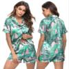LecGee Womens Silk Satin Pajamas Short Sleeve Loungewear Two-Piece Sleepwear Button-Down Pj Set view 1