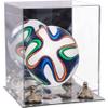 Better Display Cases Acrylic Mini - Miniature (not Full Size) Soccer Ball Display Case with Clear & Mirror Case, Gold Risers and Mirror Base (B03/A015) view 1