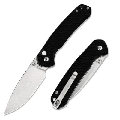 CJRB Folding Knife Pyrite (J1925) AR-RPM9 Blade and G10 Handle, Manual Folding Knife with Button Lock, Black
