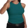 GEMBERA Womens Sleeveless Racerback High Neck Basic Ribbed Knit Fitted Tank Top,Teal,S view 1