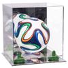 Better Display Cases Acrylic Mini - Miniature (not Full Size) Soccer Ball Display Case with Clear & Mirror Case, Green Risers and Mirror Base (B03/A015) view 1