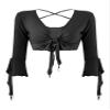 winying Women's Belly Dance Costume Wrap Tie Up Blouse 3/4 Pagoda Sleeve Bolero Shrugs Cardigans Black One Size view 1