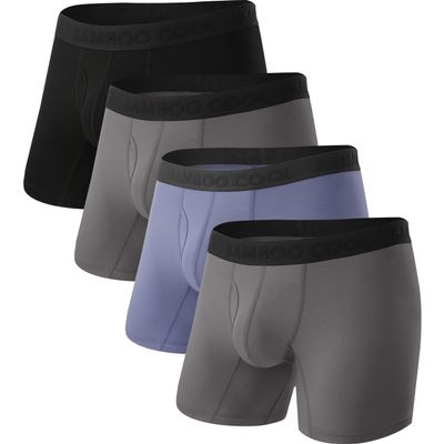 BAMBOO COOL Men's Ultra Breathable Underwear,No Riding Up Boxer Briefs with ComfortFlexible Waistband,Multipack
