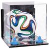 Better Display Cases Acrylic Mini - Miniature (not Full Size) Soccer Ball Display Case with Clear & Mirror Case, Light Blue Risers , Wall Mount and Mirror Base (B03/A015) view 1