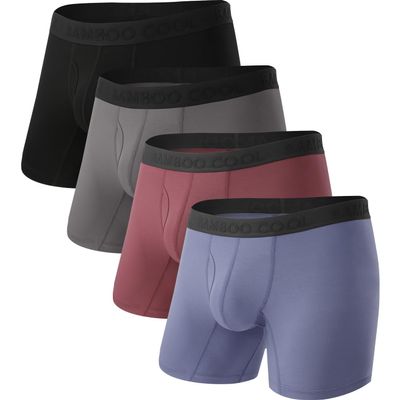 BAMBOO COOL Men's Ultra Breathable Underwear,No Riding Up Boxer Briefs with ComfortFlexible Waistband,Multipack