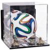 Better Display Cases Acrylic Mini - Miniature (not Full Size) Soccer Ball Display Case with Clear & Mirror Case, Gold Risers , Wall Mount and Mirror Base (B03/A015) view 1