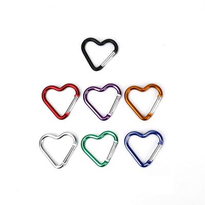 7Carabiners Keychain Clip Snap Hook Key Ring for Camping Accessories Backpack Water Bottle Aluminum Alloy Heart Shape