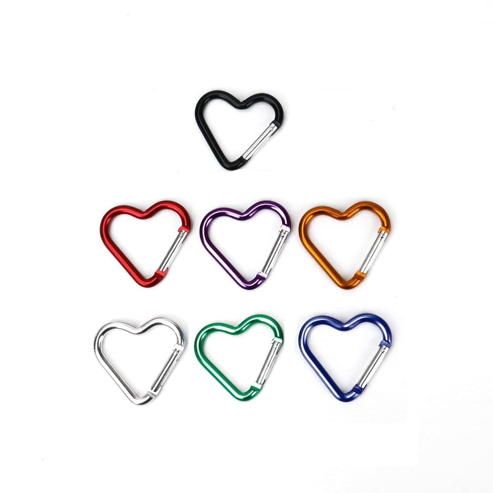 7Carabiners Keychain Clip Snap Hook Key Ring for Camping Accessories Backpack Water Bottle Aluminum Alloy Heart Shape