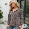 AKEWEI Womens Polo Tee Shirts Long Sleeve Tunic Tops Loose Casual V Neck Collared Blouse with Pocket Black Floral L view 4