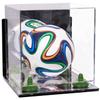 Better Display Cases Acrylic Mini - Miniature (not Full Size) Soccer Ball Display Case with Clear & Mirror Case, Green Risers , Wall Mount and Mirror Base (B03/A015) view 1