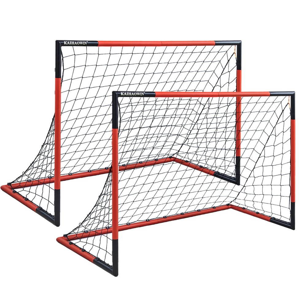 Soccer Goals Set of 2-KAIHAOWIN Metal Frame Soccer Goal with All Weather Soccer Net-Quick Assembly Training Sport Soccer Goals for Backyard Indoor Outdoor Heavy Duty Metal-6'x4'