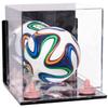 Better Display Cases Acrylic Mini - Miniature (not Full Size) Soccer Ball Display Case with Clear & Mirror Case, Pink Risers , Wall Mount and Mirror Base (B03/A015) view 1