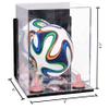 Better Display Cases Acrylic Mini - Miniature (not Full Size) Soccer Ball Display Case with Clear & Mirror Case, Pink Risers , Wall Mount and Mirror Base (B03/A015) view 2