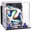 Better Display Cases Acrylic Mini - Miniature (not Full Size) Soccer Ball Display Case with Clear & Mirror Case, Dark Blue Risers , Wall Mount and Mirror Base (B03/A015) view 1