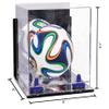 Better Display Cases Acrylic Mini - Miniature (not Full Size) Soccer Ball Display Case with Clear & Mirror Case, Dark Blue Risers , Wall Mount and Mirror Base (B03/A015) view 2