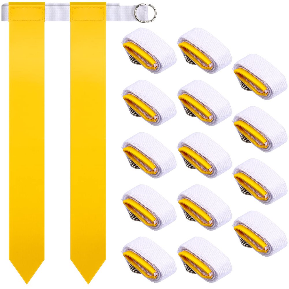 Sintege 14 Pcs Player Flag Football Belt Set, Adjustable Football Flag and Belts Gifts for Youth Adults Sports Training (Yellow)