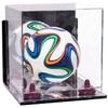 Better Display Cases Acrylic Mini - Miniature (not Full Size) Soccer Ball Display Case with Clear & Mirror Case, Purple Risers , Wall Mount and Mirror Base (B03/A015) view 1