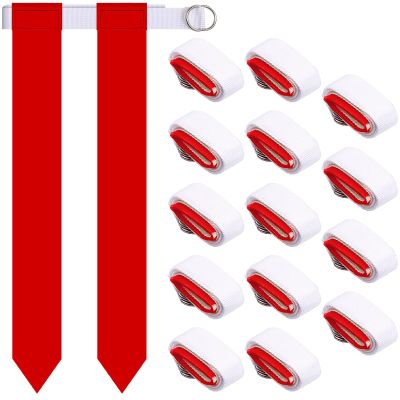 Sintege 14 Pcs Player Flag Football Belt Set, Adjustable Football Flag and Belts Gifts for Youth Adults Sports Training (Red)