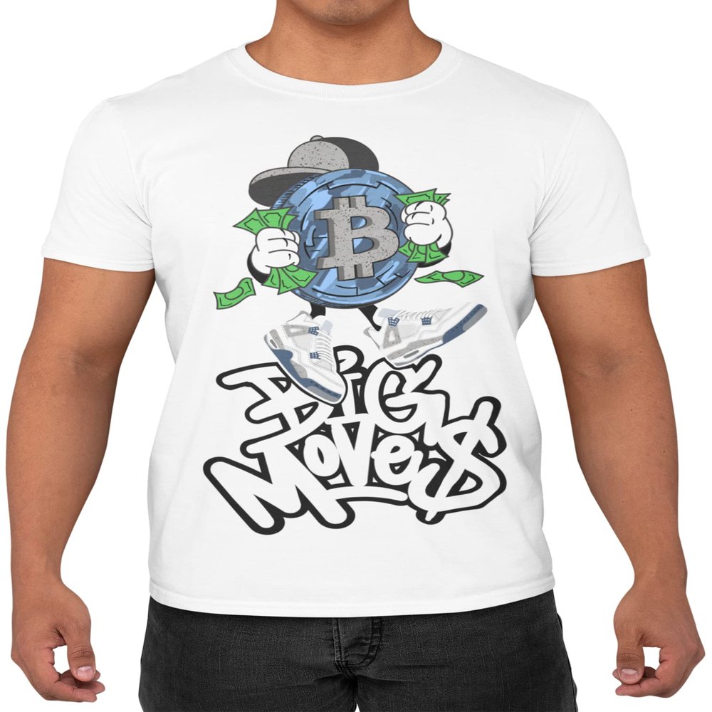 - 4 B-Coin Big Moves - Midnight Navy T-Shirt to Match Men's Sneakers, 4s Midnight Navy Tee to Match Men's Shoes