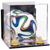 Better Display Cases Acrylic Mini - Miniature (not Full Size) Soccer Ball Display Case with Clear & Mirror Case, Yellow Risers , Wall Mount and Mirror Base (B03/A015) view 1