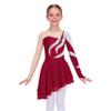 Loyan Kids Girls Rhinestone Sequin Long Sleeve Figure Ice Roller Skating Dress Dance Competition Costume Red 10 Years view 1