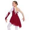 Loyan Kids Girls Rhinestone Sequin Long Sleeve Figure Ice Roller Skating Dress Dance Competition Costume Red 10 Years view 2