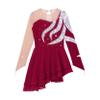 Loyan Kids Girls Rhinestone Sequin Long Sleeve Figure Ice Roller Skating Dress Dance Competition Costume Red 10 Years view 3