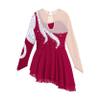 Loyan Kids Girls Rhinestone Sequin Long Sleeve Figure Ice Roller Skating Dress Dance Competition Costume Red 10 Years view 4
