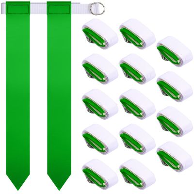 Sintege 14 Pcs 14/28 Player Flag Football Belt Set, Adjustable Football Flag and Belts Gifts for Youth Adults Sports Training Event (Green)