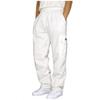 ZHUER Men's Heavyweight Sweatpants Fleece Lined with Pockets Open Bottom Cargo Pants Elastic Waist Drawstring Baggy Joggers White view 1
