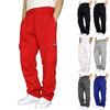 ZHUER Men's Heavyweight Sweatpants Fleece Lined with Pockets Open Bottom Cargo Pants Elastic Waist Drawstring Baggy Joggers White view 2